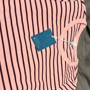 Market & Spruce Pink and Dark Purple Striped Tee